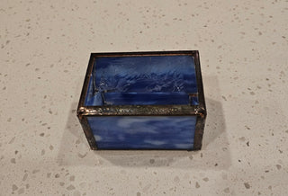 Vintage Blue Box with Etched Lid