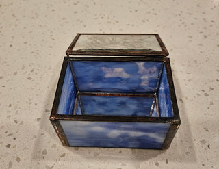 Vintage Blue Box with Etched Lid