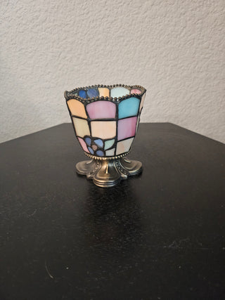 Vintage Stained Glass Candle Holder