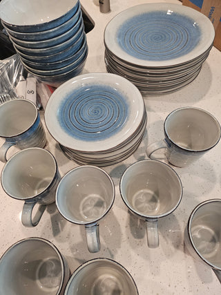 32-Piece Sango Blue Spiral Dish Set