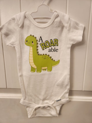 0-3 mos baby bodysuit: A ROAR able Dinosaur