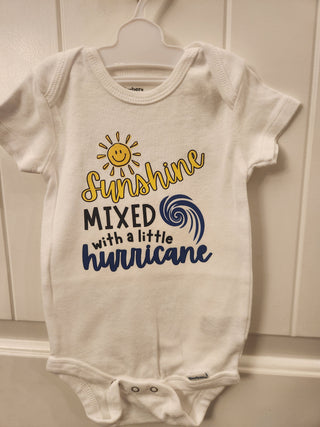 0-3 mos baby bodysuit: Sunshine mixed with a little hurricane