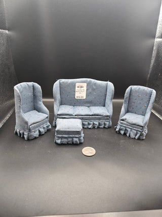 Dollhouse: VNT 1:12 sc 4pc CM Blue Furniture Set