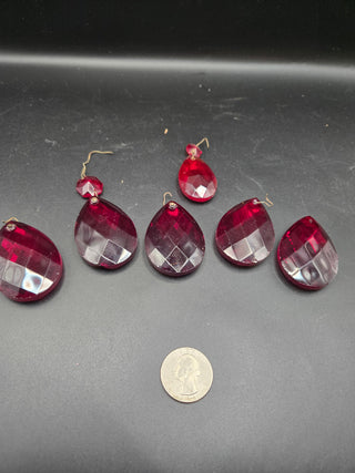 VNT Ruby Red Faceted Chandelier Prisms (6) RC