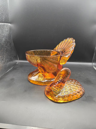 VNT L.E. Smith Amber Turkey Dish  Fol