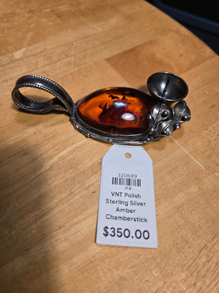 VNT Polish Sterling Silver Amber Chamberstick  Fol