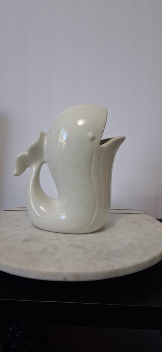 Vintage White Ceramic Whale Pitcher (P)