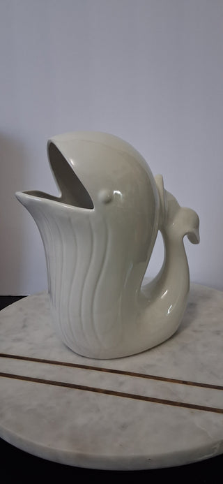 Vintage White Ceramic Whale Pitcher (P)