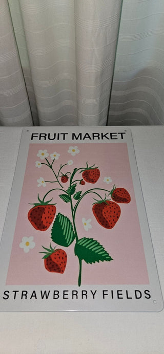 Vintage Style Strawberry Fields Metal Sign