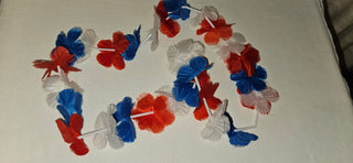 Patriotic Red White Blue Fabric Lei Necklace