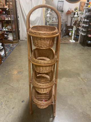 Rattan and Wicker/Tiered Baskets (vtg) --AE
