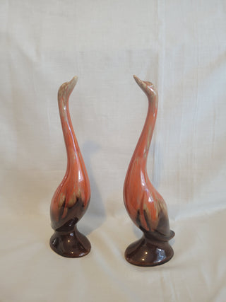 Pair of MCM Long Neck Swan Figurines