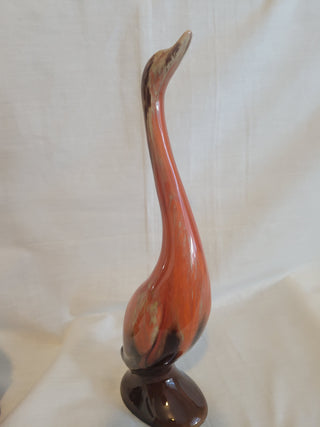 Pair of MCM Long Neck Swan Figurines