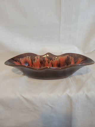 Drip Glazed Pottery Serving Relish Dish