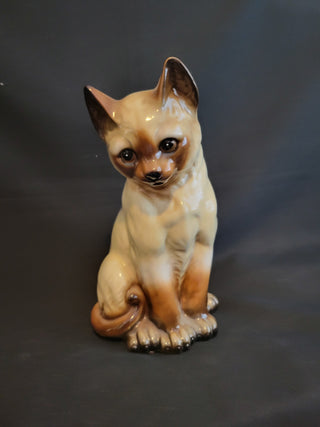 Vintage Porcelain 8-1/2" Siamese Cat Figurine