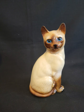 Vintage Porcelain 7-1/2" Siamese Cat Figurine