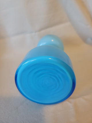 Vintage Swedish Blue Hooped Cased Glass Vase