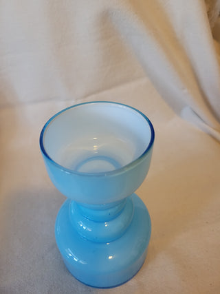 Vintage Swedish Blue Hooped Cased Glass Vase