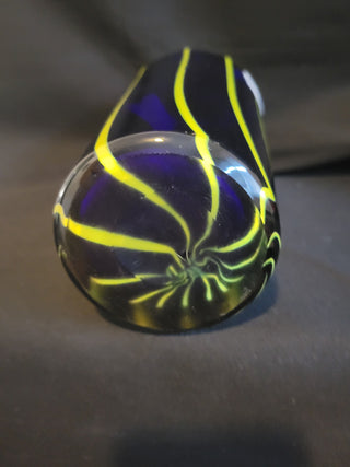 Cobalt Blue & Yellow 10-1/2" Art Glass Vase