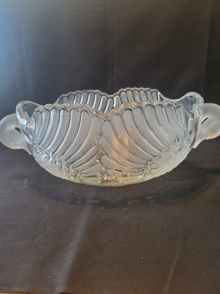 Vintage Mikasa Frosted Crystal Bowl w/Swan Handles