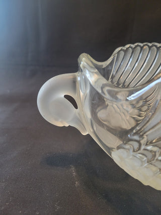 Vintage Mikasa Frosted Crystal Bowl w/Swan Handles