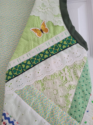 Handmade Green Patchwork Vest w/Butterflies