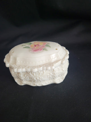 Vintage Enesco White Porcelain Trinket Box w/Lid