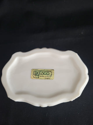 Vintage Enesco White Porcelain Trinket Box w/Lid