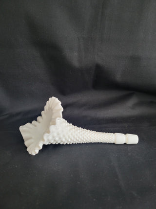 Vintage Fenton Milk Glass Hobnail Epergne Horn