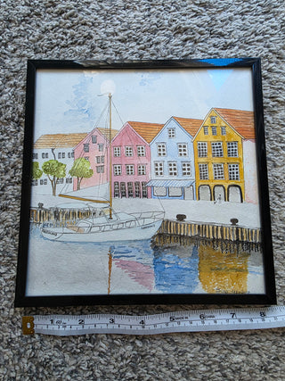 Original ART, Watercolor painting in frame - Norway