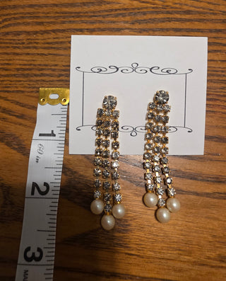 Vintage earrings Rhinestones tassel