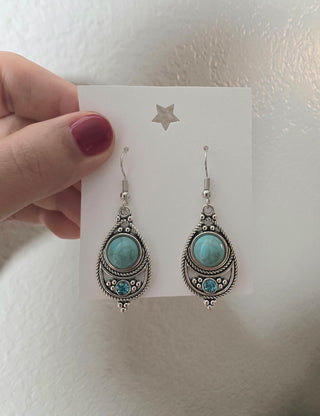 Southwestern style earrings silver tone