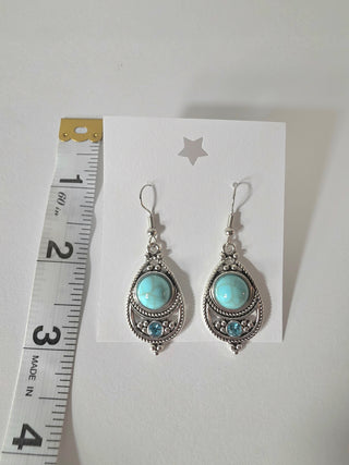 Southwestern style earrings silver tone