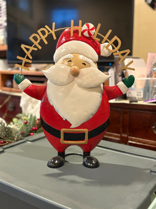 Metal Happy Holiday Santa porch sitter 18" tall|127293