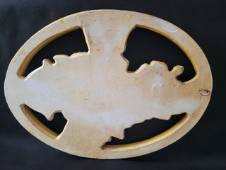 Vintage 11-1/2" Oval Chalk Ware Flowers Wall Plaque RCD|96426