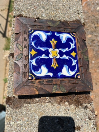 JP Mexican Talavera Tile and Wood Trivet