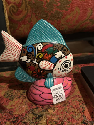 Talavera Mexican Hand Painted Ceramic Folk Art Fish Pottery Home Decor #62 VV MTS|69048