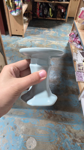 Candle holder ceramic blue