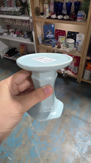 Candle holder ceramic blue