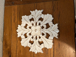 Wood Wall Art Medallion,- Distressed White Finish - Rustic Farmhouse RCD