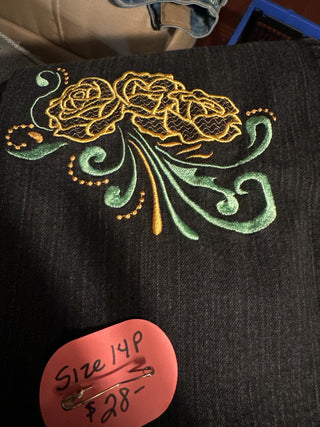 Embroidered Jeans Size 14P. #SM