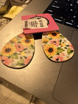#62 VV dangling sunflower & pink earrings MTS|62760