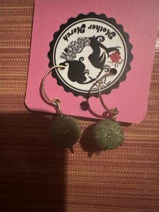 Green decorative earrings #62 VV MTS