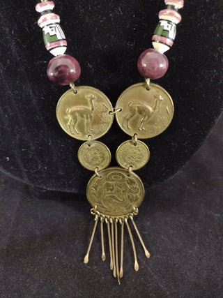 Vintage Peruvian Coin Necklace RCD|74283