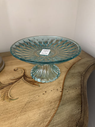 AJ - Teal Blue Glass Pedestal Plate MTS|81153