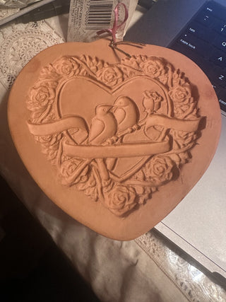 Vintage Cotton Press Cookie Mold 6" Romantic Heart #62 VV MTS
