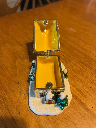 Vintage Pewter Church Hinged Trinket Box RSV|123726