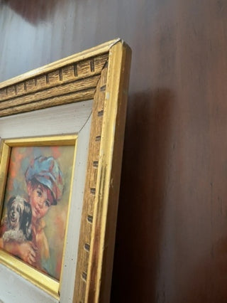 AJ - Boy with His Dog Framed Art