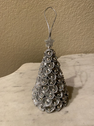 Vtg silver "shell and pearl" tree ornament RCD|136702