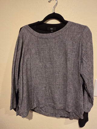 SEASONAL SALE - Women's - Gray/Black Linen Blend 3/4 Sleeve Blouse (BRI) -MTS